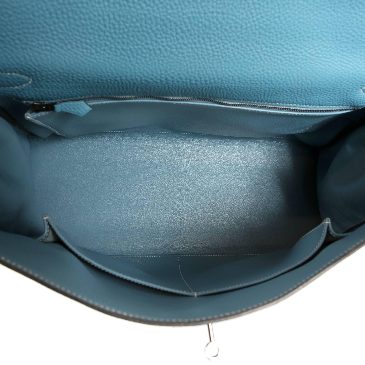 Hermes Blue Jean Togo 40 cm Kelly Bag 5