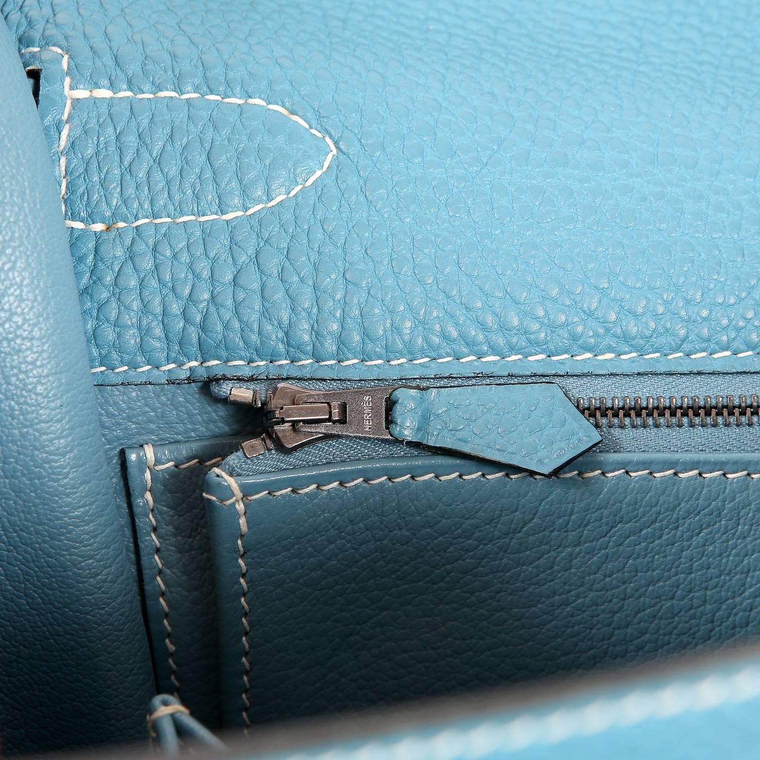 Hermes Blue Jean Togo 40 cm Kelly Bag 6