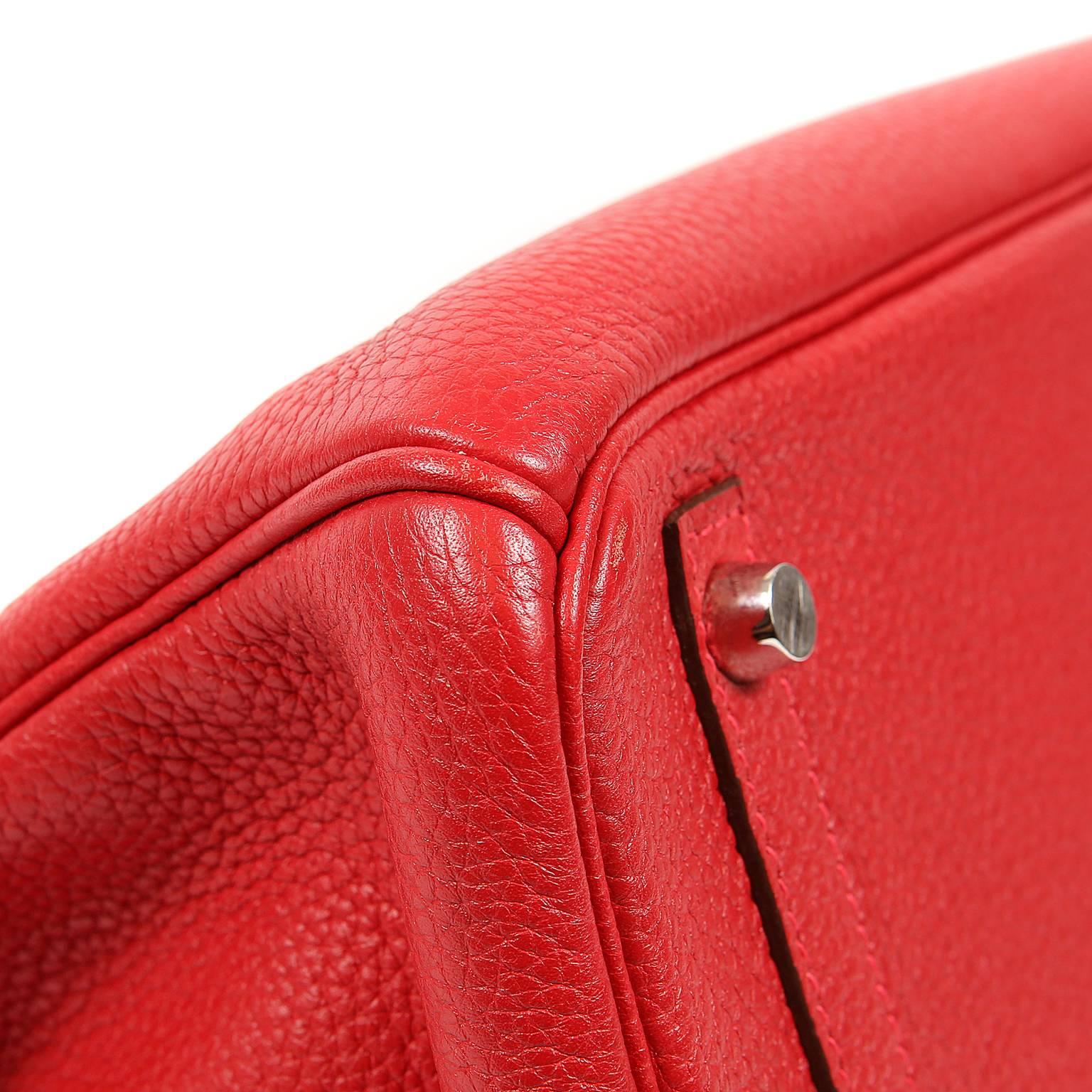 Women's Hermes Rouge H Togo Leather 30 cm Birkin with Palladium Hardware