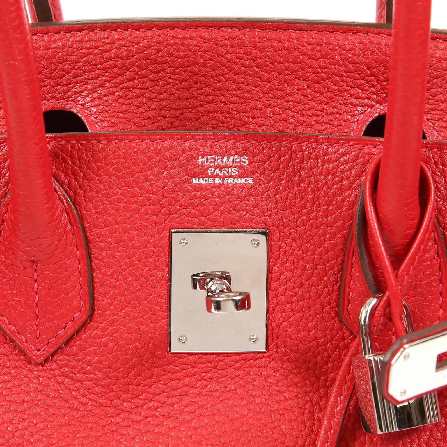 Hermes Rouge H Togo Leather 30 cm Birkin with Palladium Hardware 2