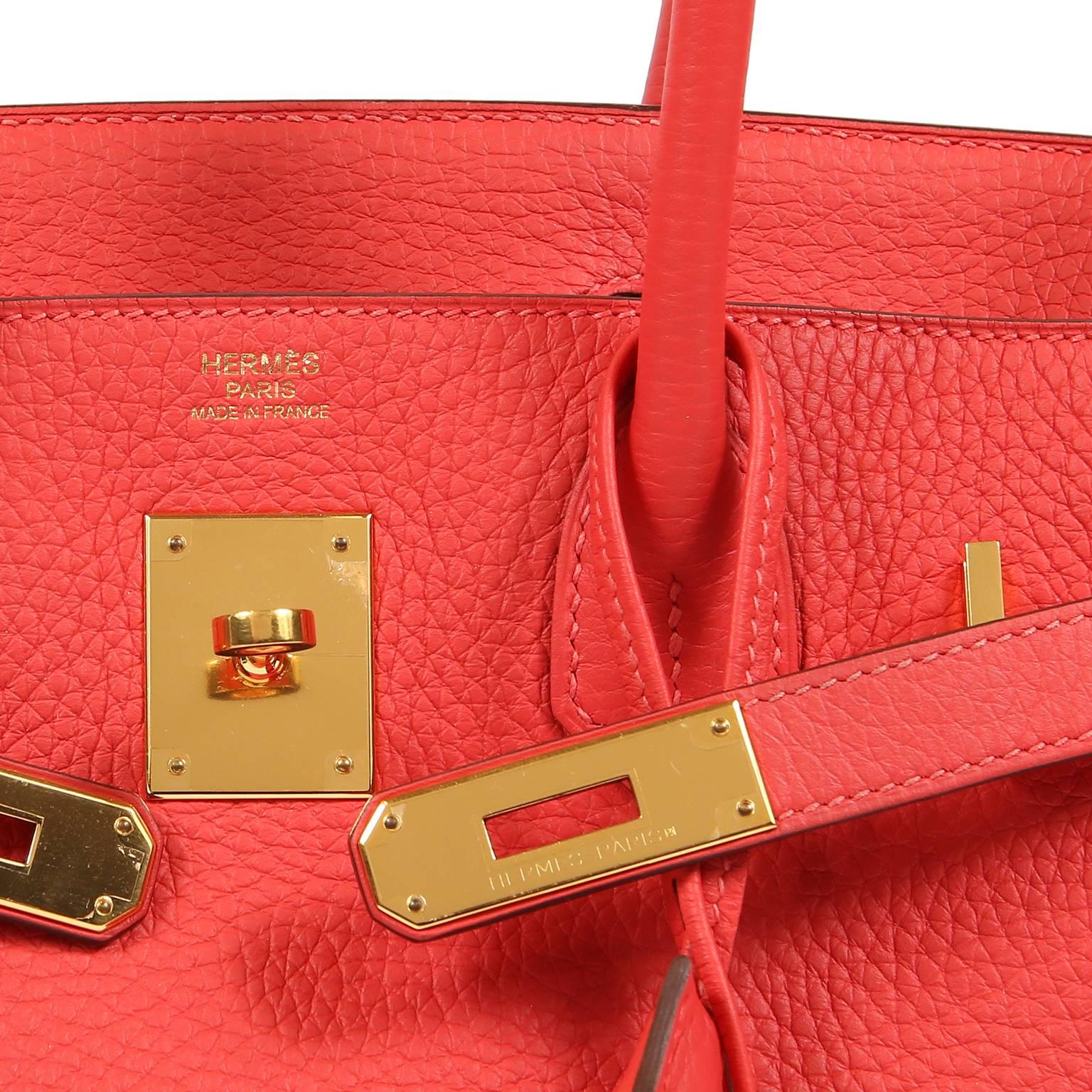 Hermes Rouge Pivoine Togo 30 cm Birkin with GHW 2