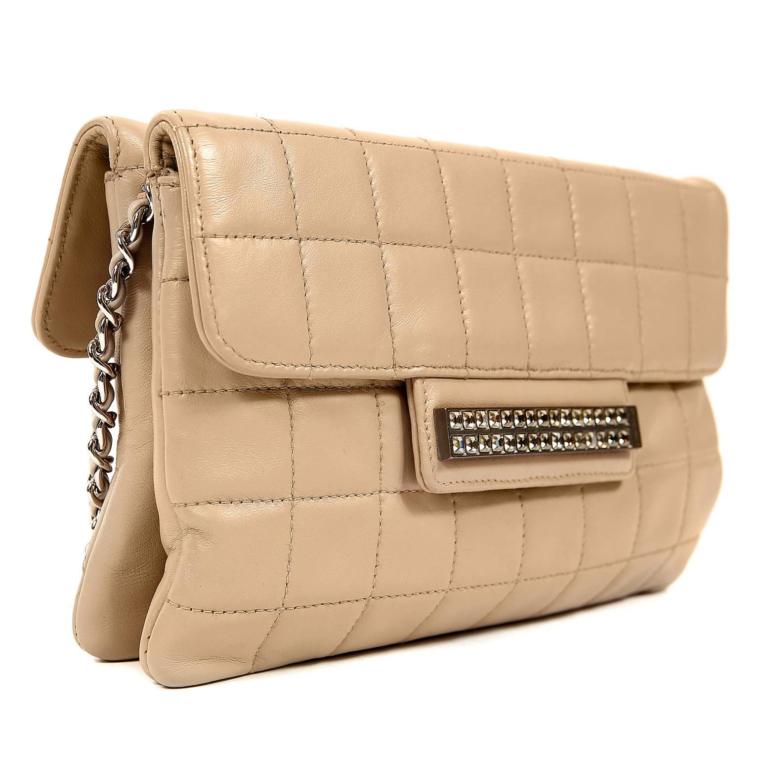 Chanel Beige Lambskin Double Sided Crossbody Bag In Excellent Condition For Sale In Malibu, CA