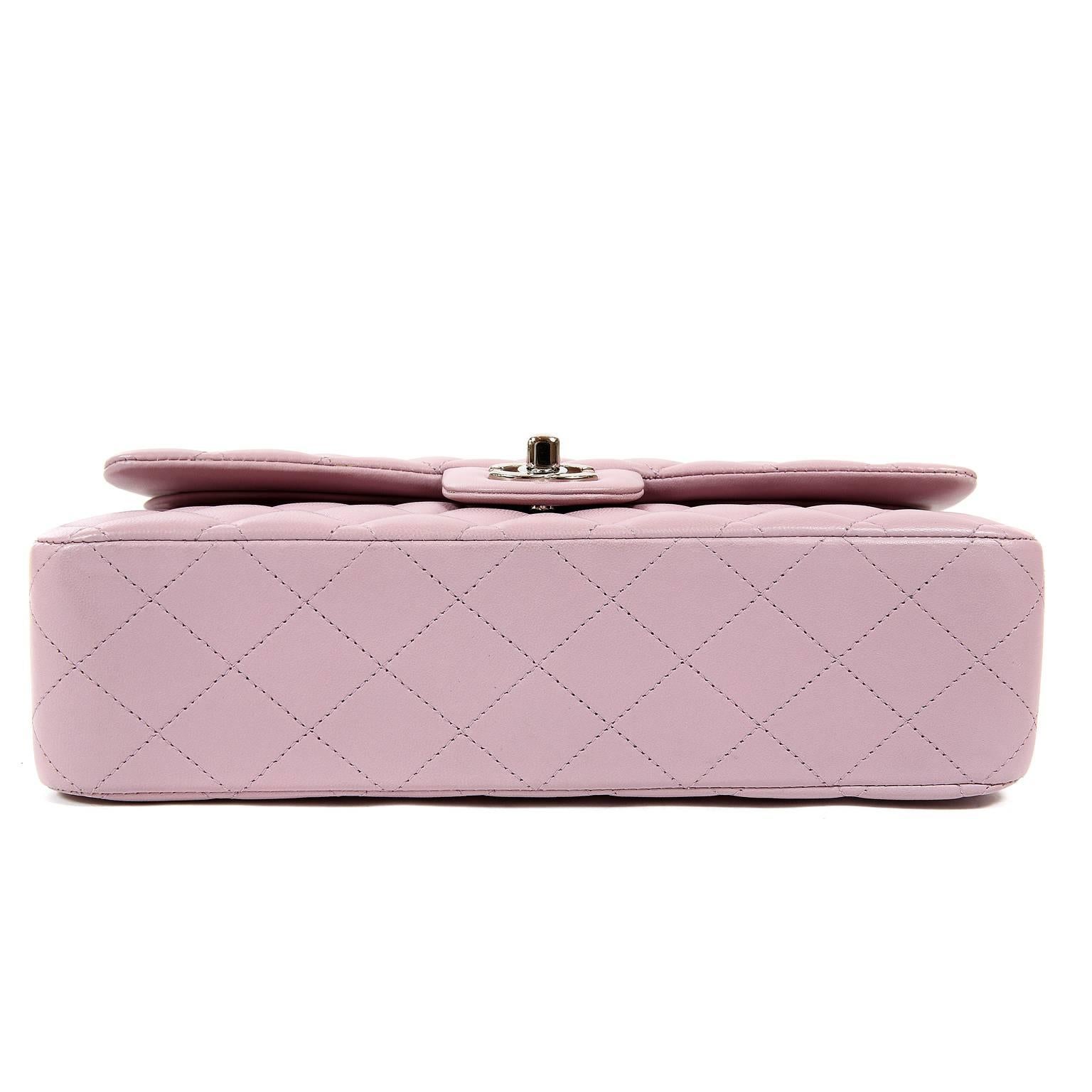 Chanel Lilac Lambskin Medium Double Flap Classic In New Condition For Sale In Malibu, CA