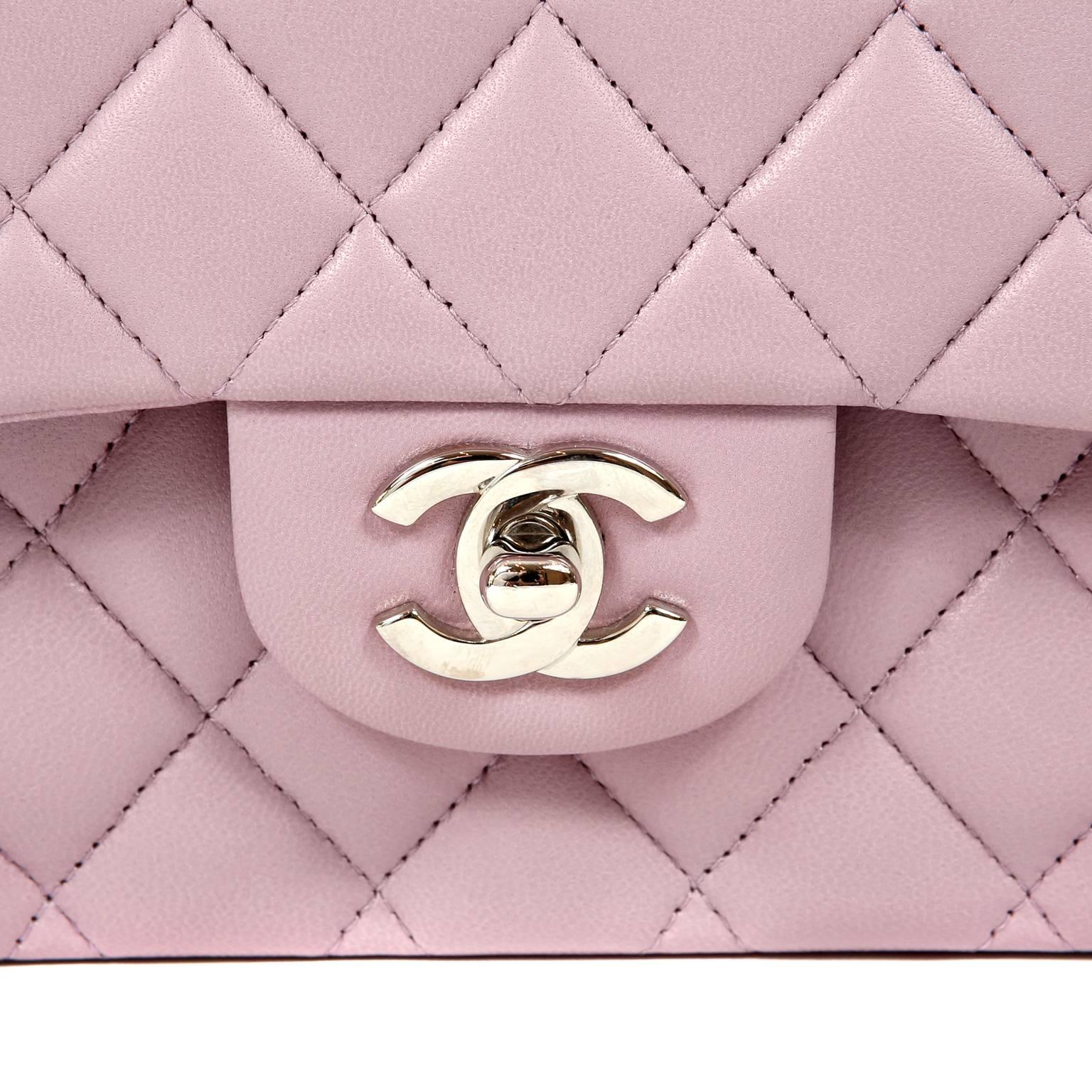 Women's Chanel Lilac Lambskin Medium Double Flap Classic For Sale