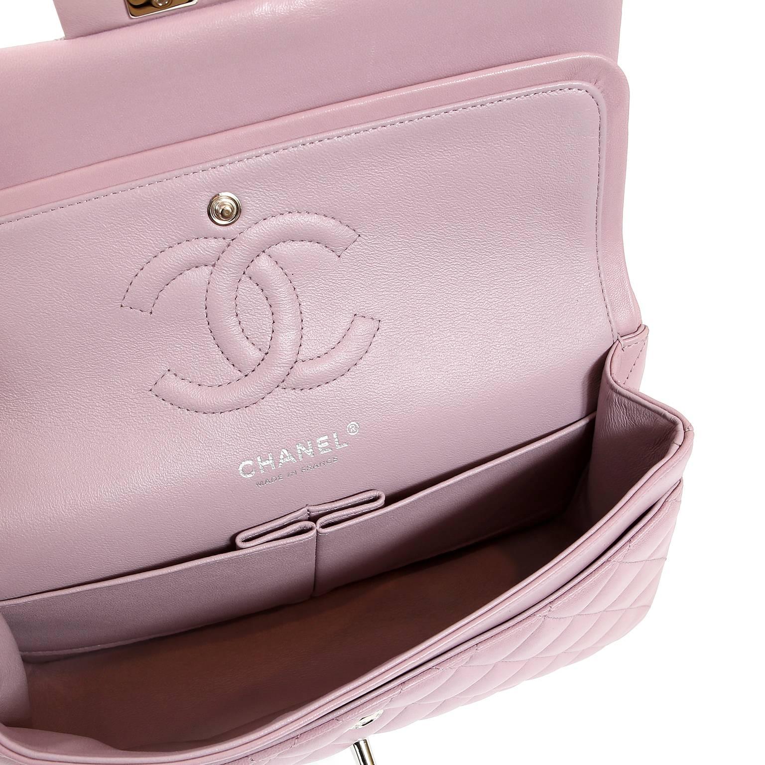 Chanel Lilac Lambskin Medium Double Flap Classic For Sale 1