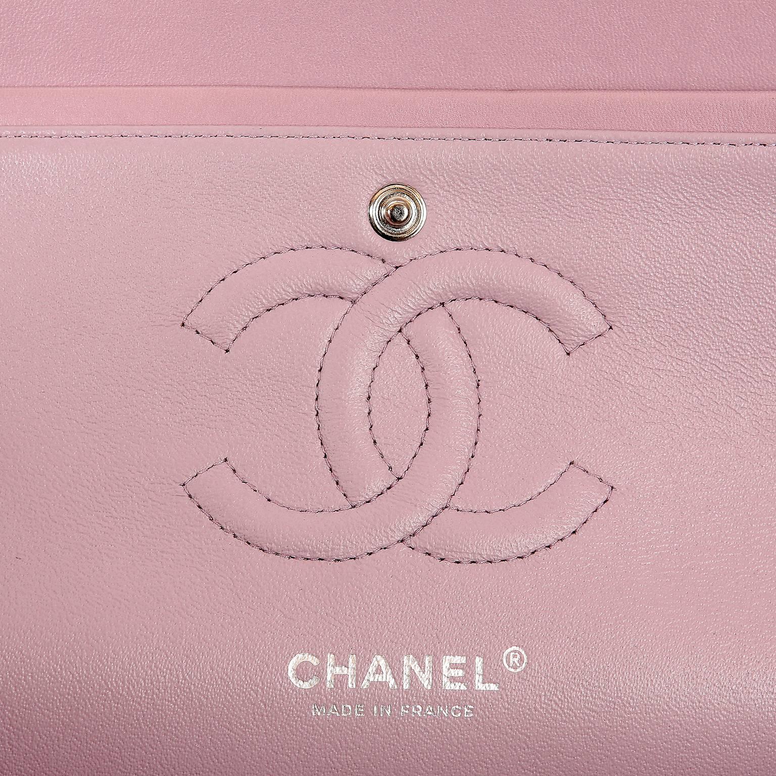 Chanel Lilac Lambskin Medium Double Flap Classic For Sale 2