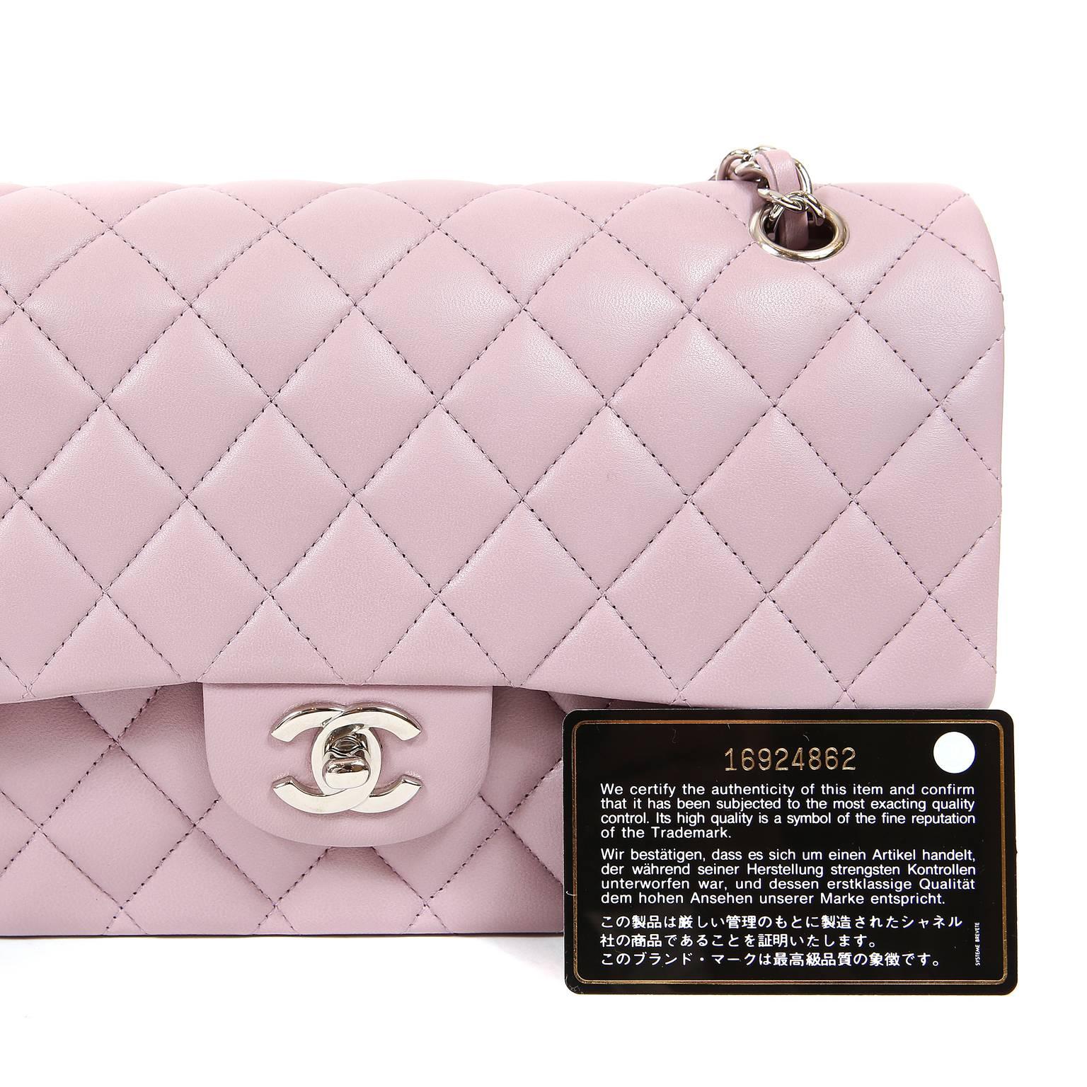Chanel Lilac Lambskin Medium Double Flap Classic For Sale 5