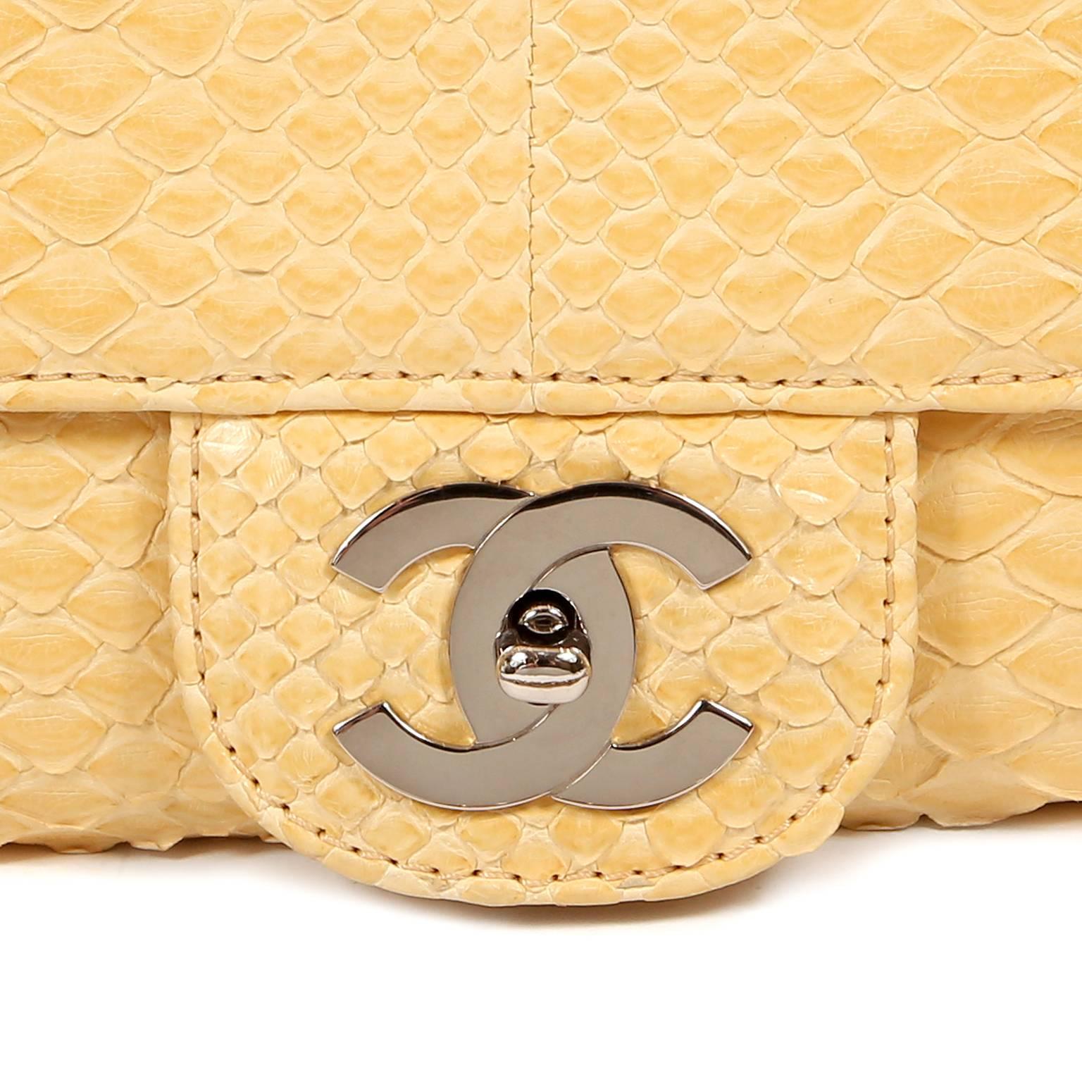 Chanel Moutard Python Classic Flap with Silver Hardware 1