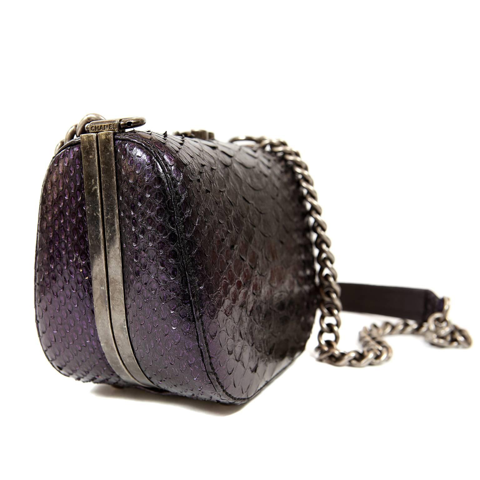Black Chanel Purple Python Crossbody Bag For Sale