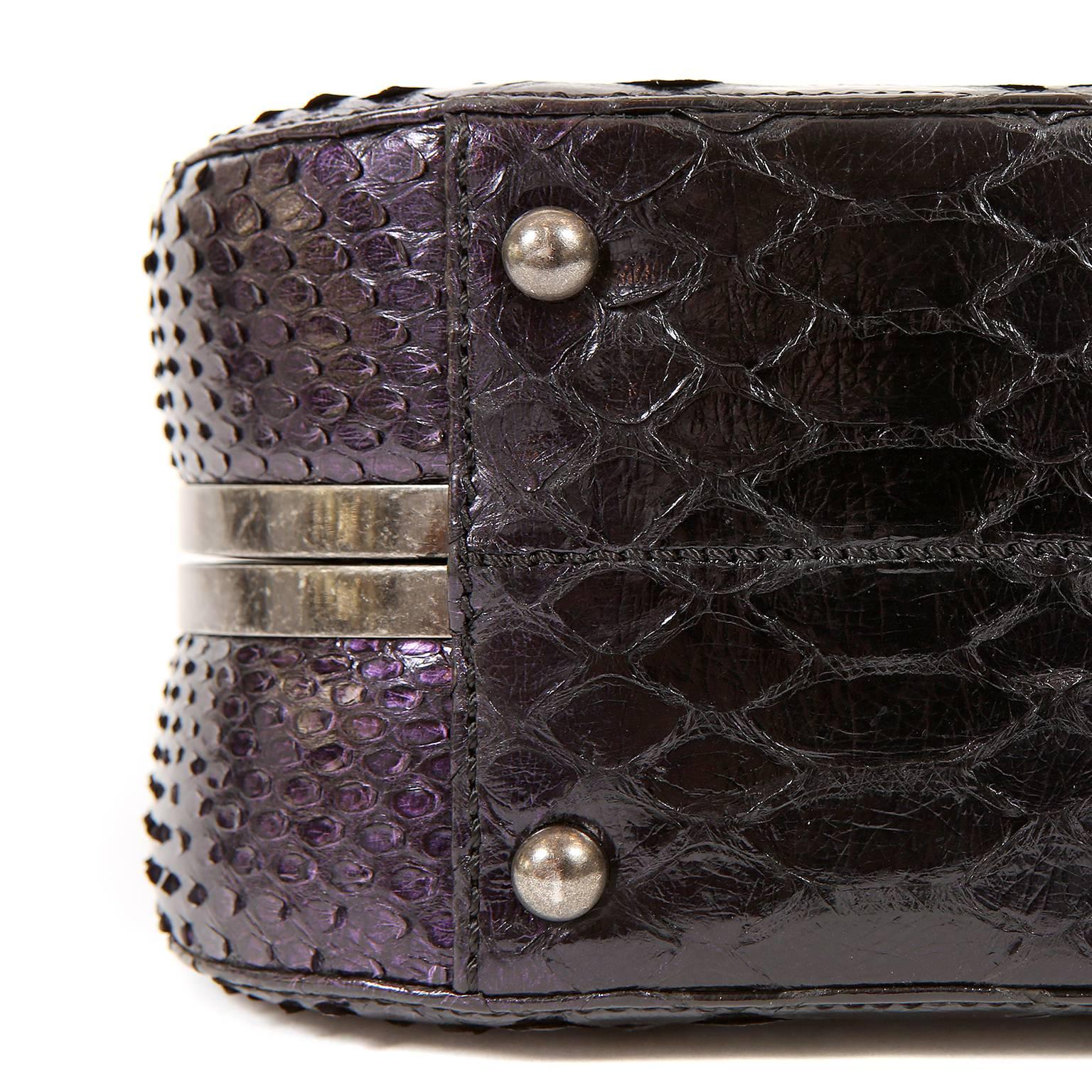 Chanel Purple Python Crossbody Bag In Excellent Condition For Sale In Malibu, CA