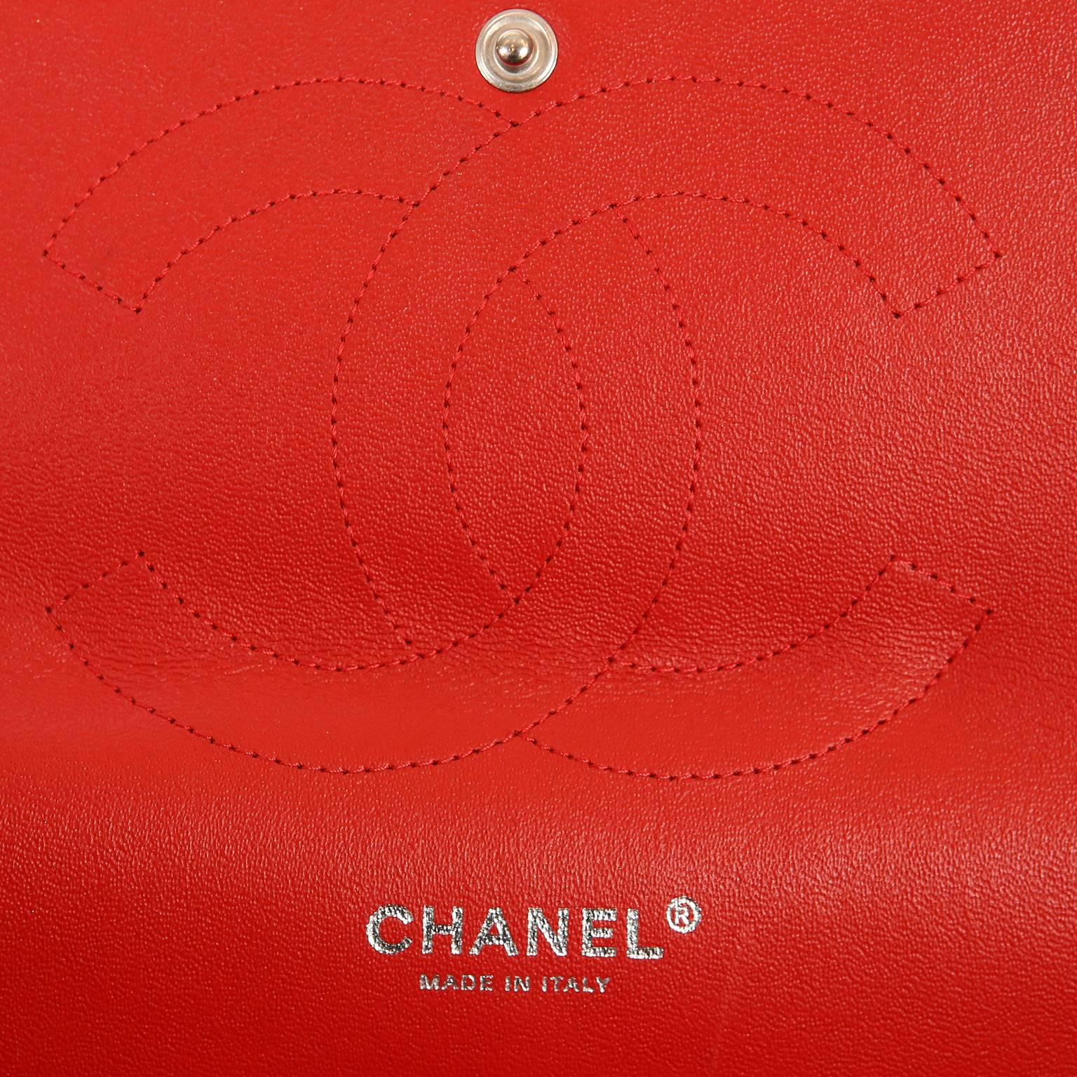 Chanel Red Lambskin Jumbo Classic Double Flap Bag with Silver HW 4
