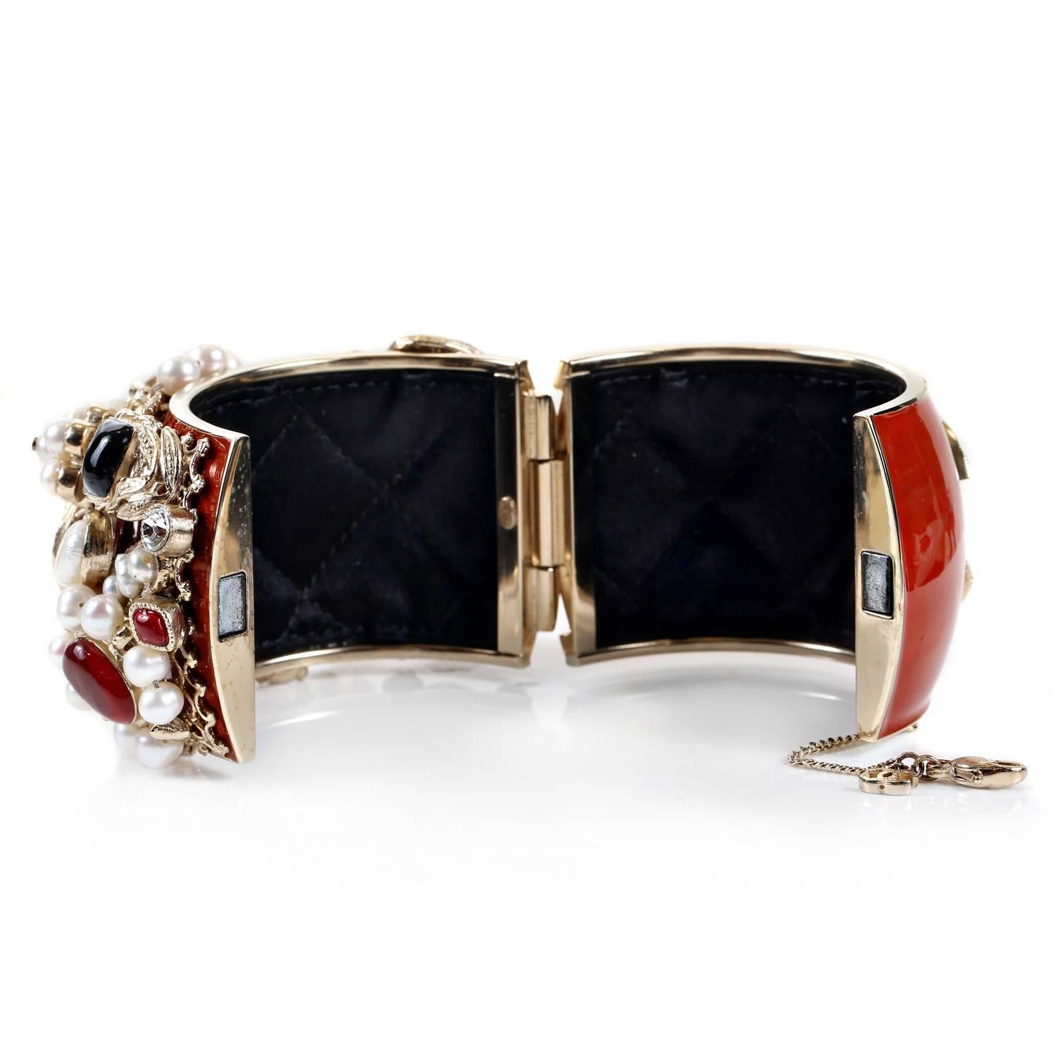 Women's Chanel Jewel Encrusted Byzantine Collection Enamel Bangle Bracelet For Sale