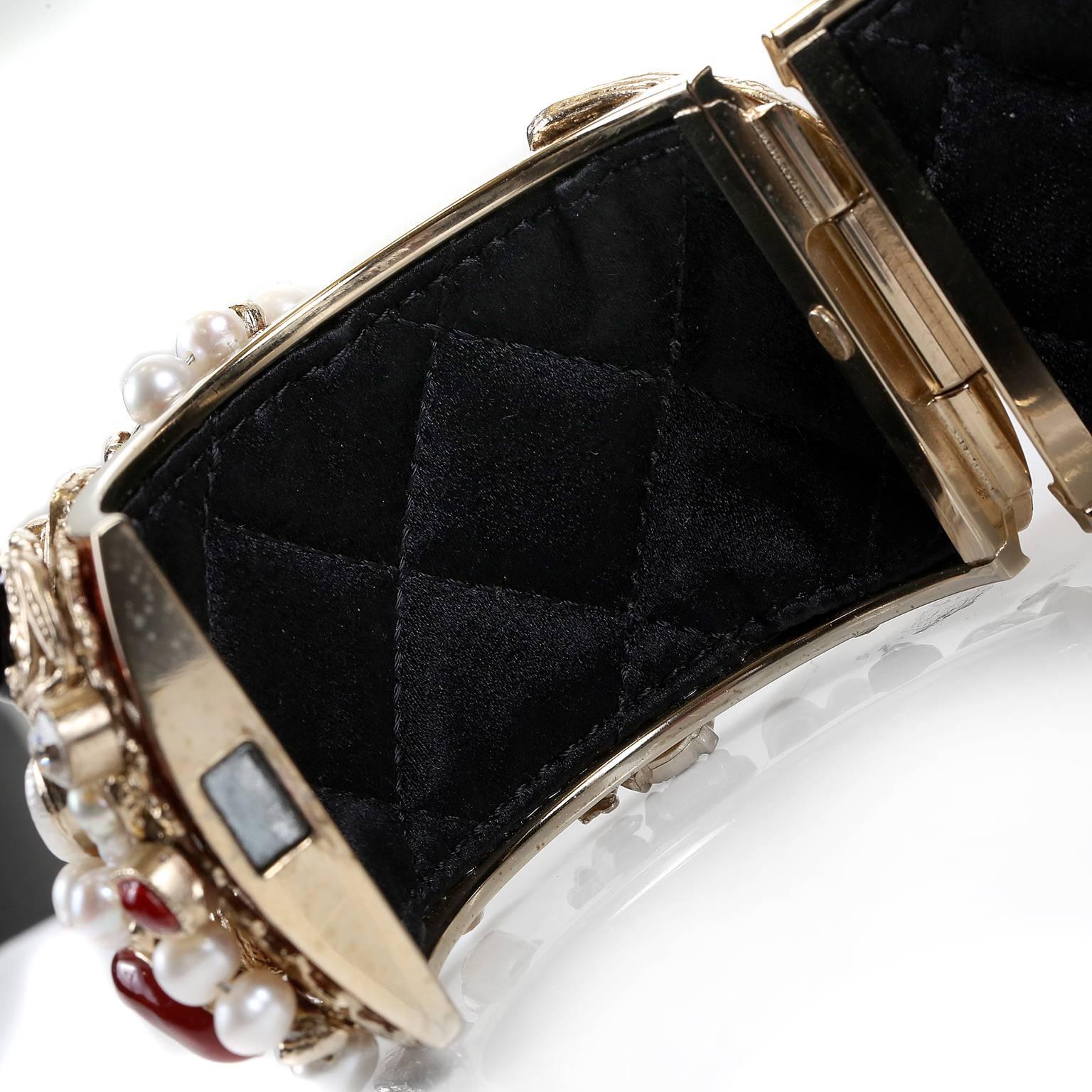 Chanel Jewel Encrusted Byzantine Collection Enamel Bangle Bracelet For Sale 3