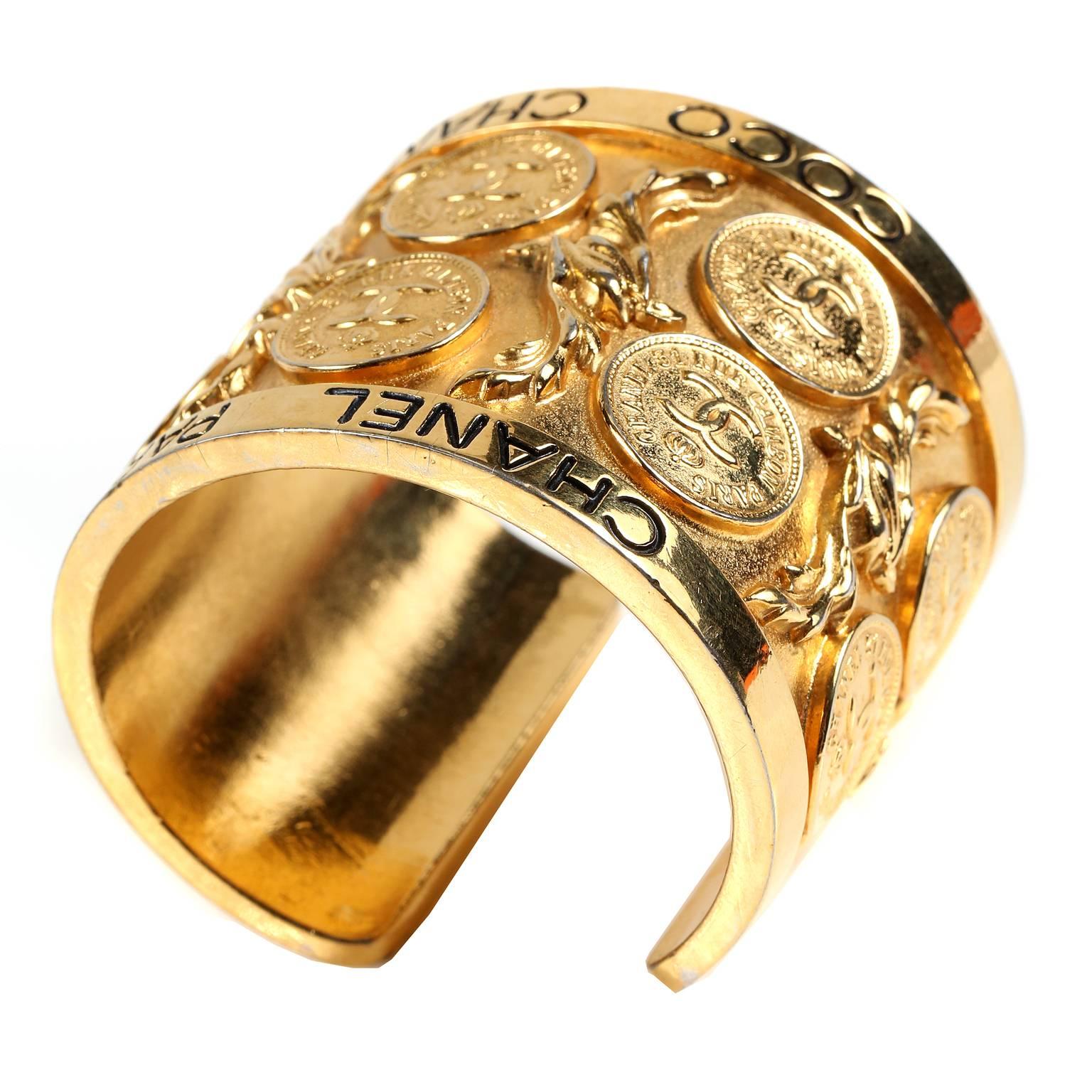 Chanel Vintage Gold Coin Cuff Bracelet 3
