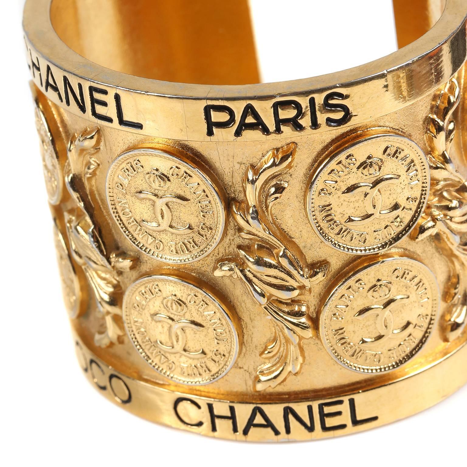 Chanel Vintage Gold Coin Cuff Bracelet 4
