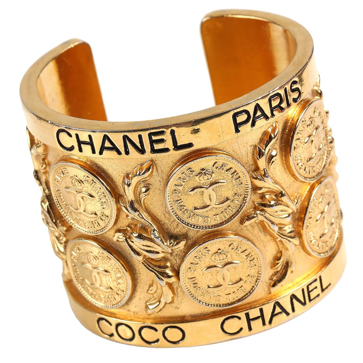 Chanel Vintage Gold Coin Cuff Bracelet 5