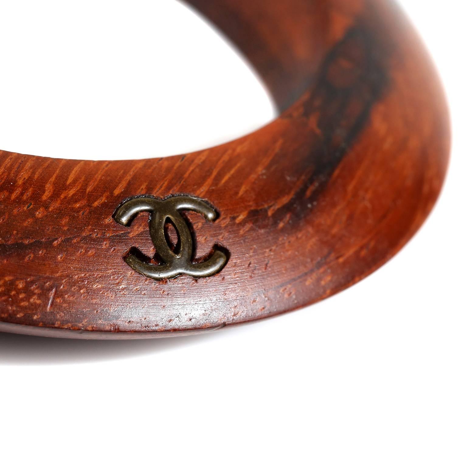 Chanel Wood Bangle Bracelet- Rare In New Condition For Sale In Malibu, CA