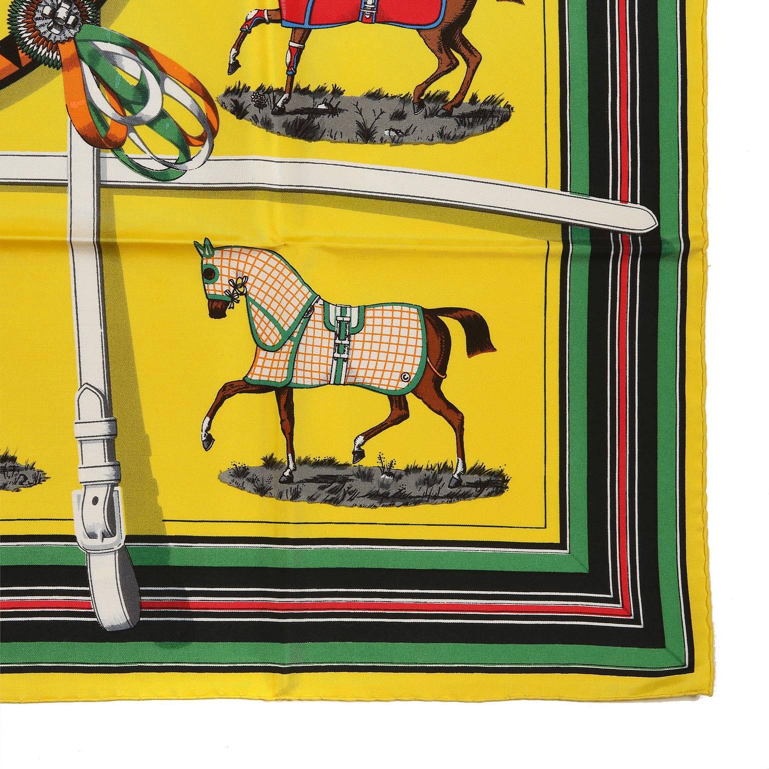 Hermes Yellow Silk Couvertures et Tenues de Jour 90 cm Scarf  1