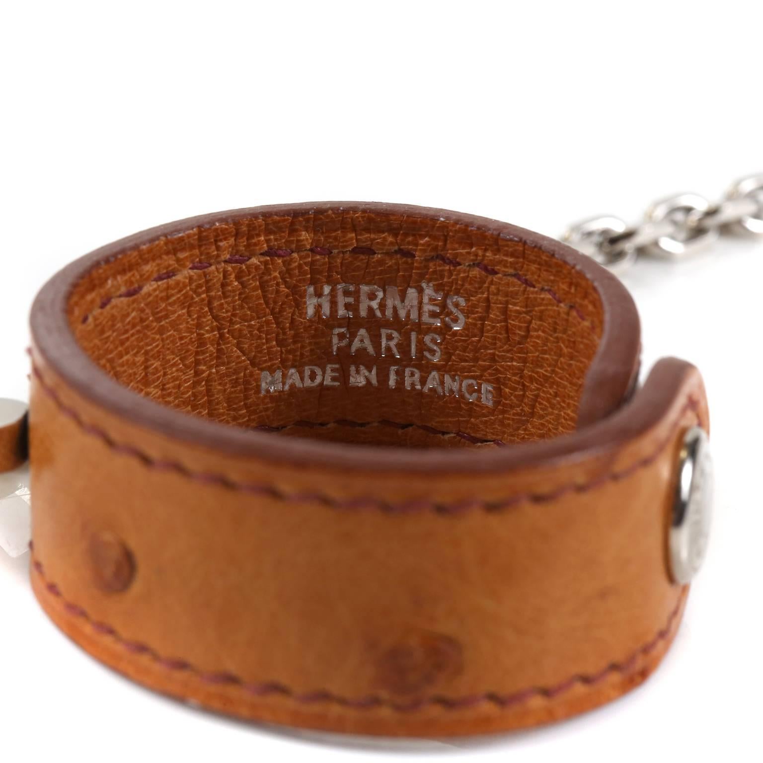 Hermes Brown Ostrich Vintage Glove Holder In Excellent Condition For Sale In Malibu, CA