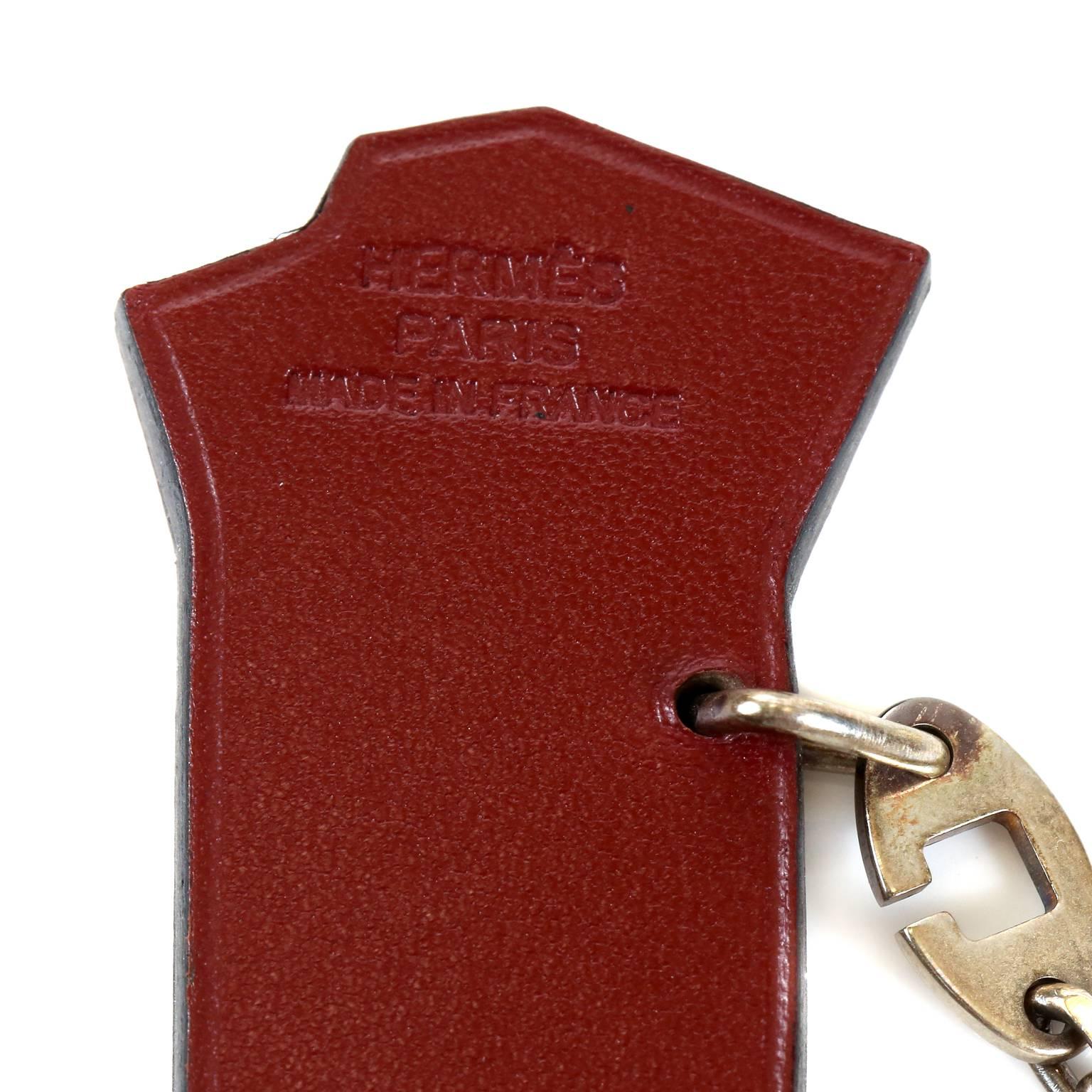 Women's or Men's Hermes Hotte Botte Burgundy Leather Keychain For Sale