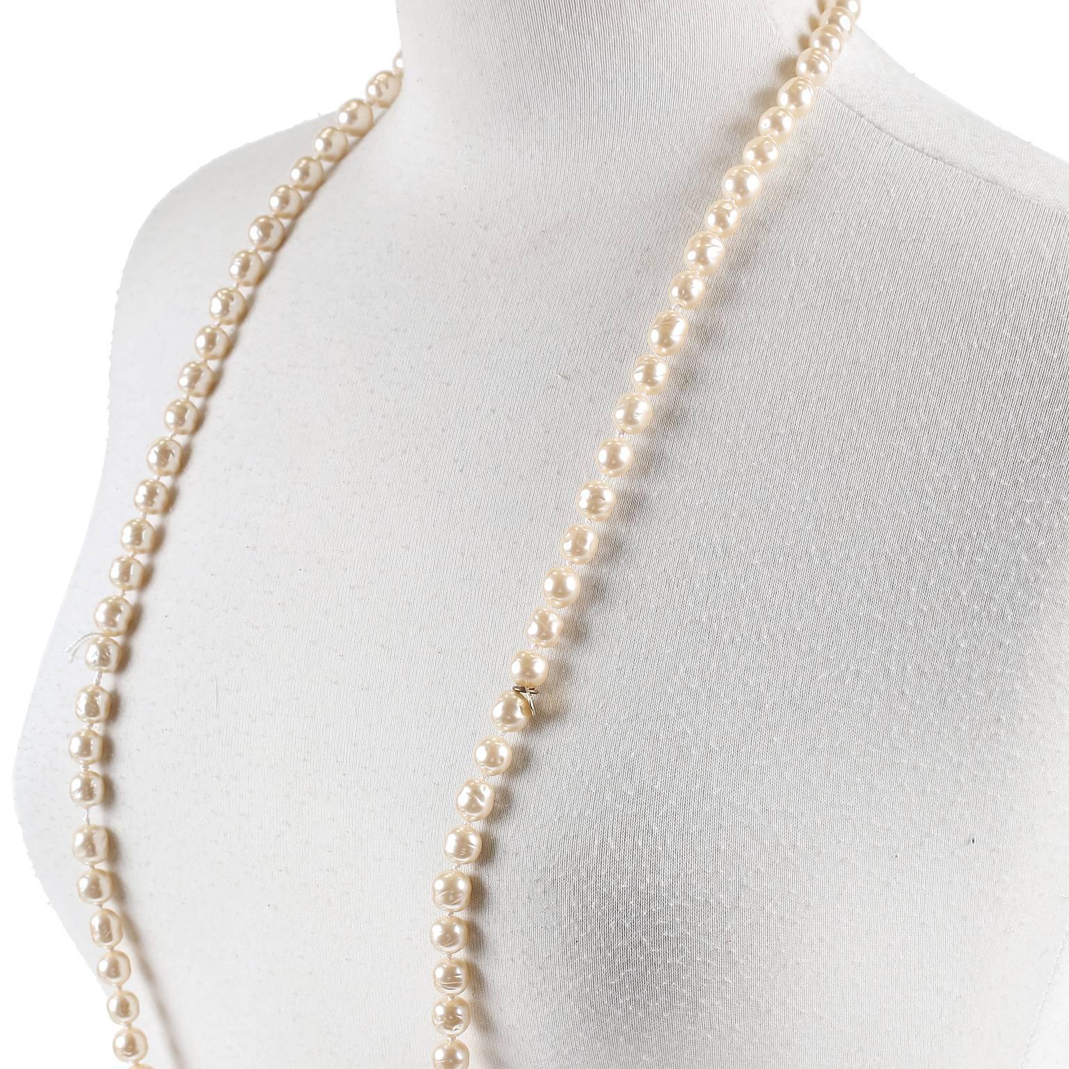 Women's Chanel Baroque Pearl Vintage  Long Necklace For Sale