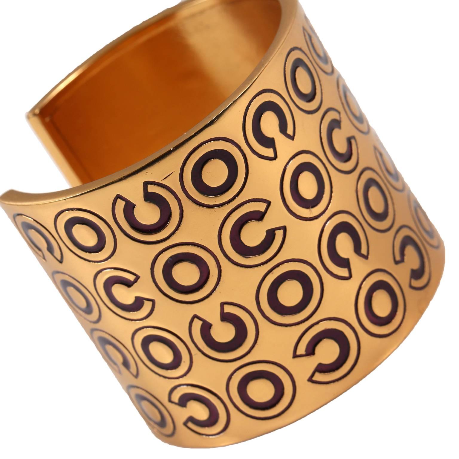 Chanel COCO Gold Cuff Bracelet For Sale 4