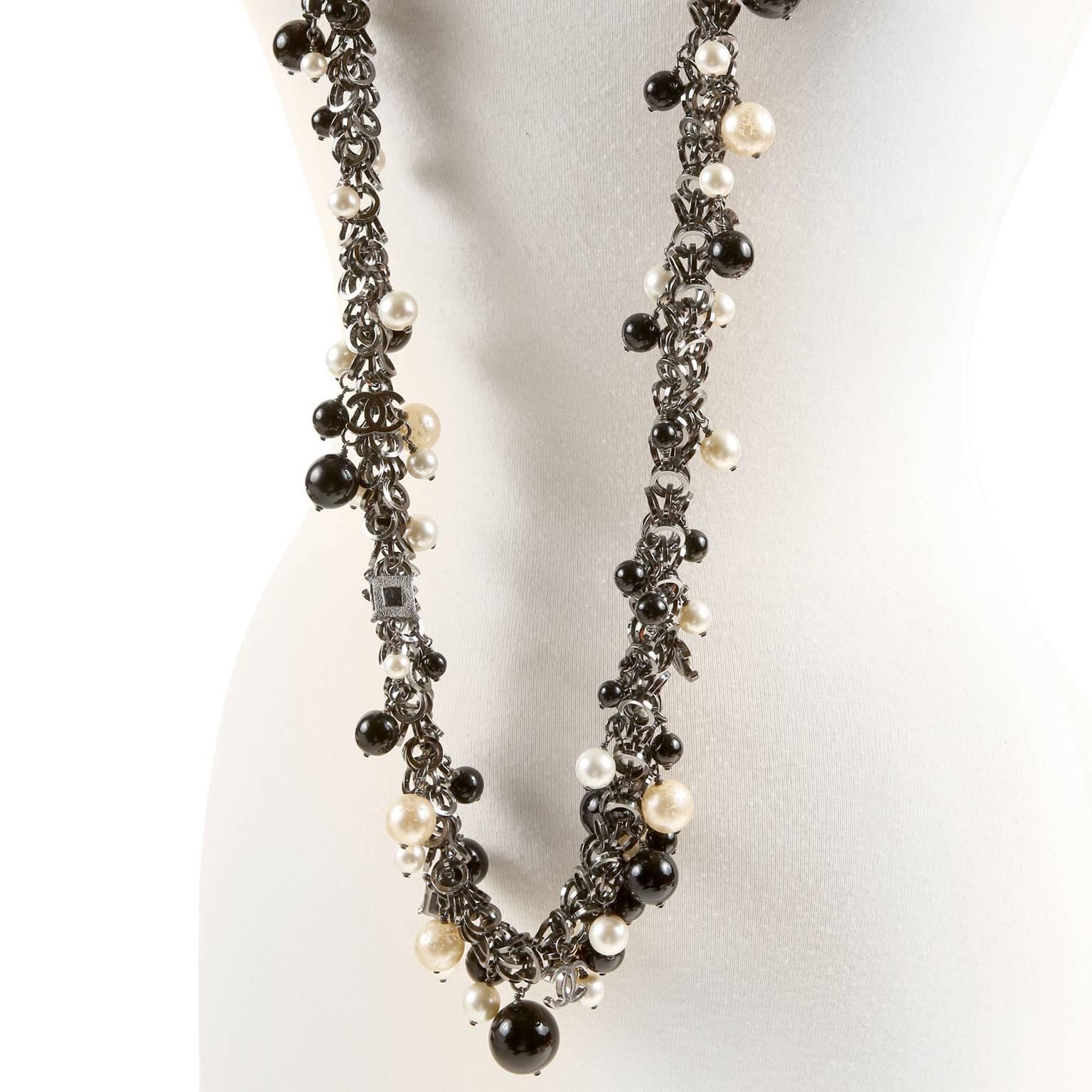 black and white pearl chanel necklace