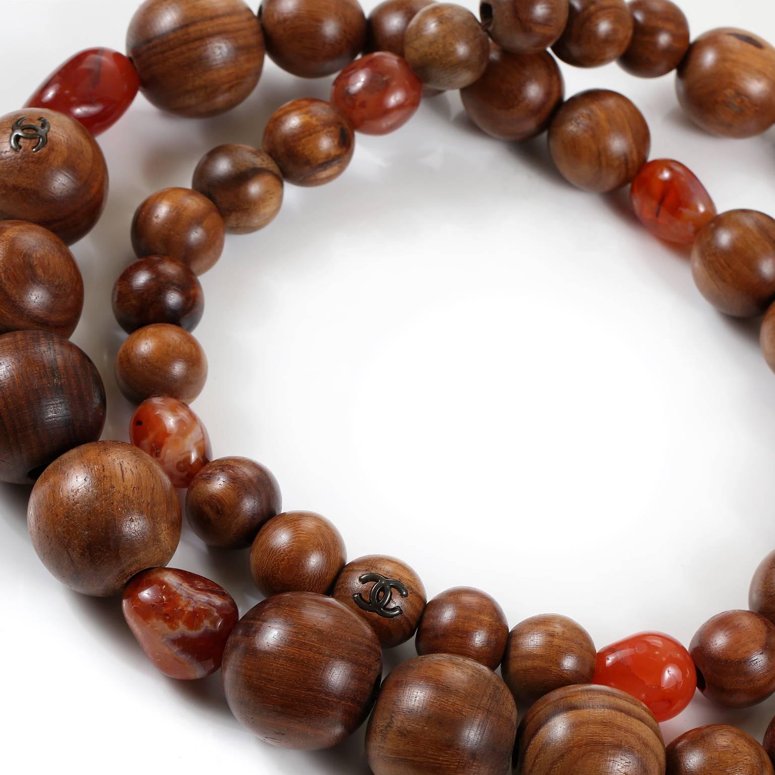 Chanel Wood Bead Long Necklace 1