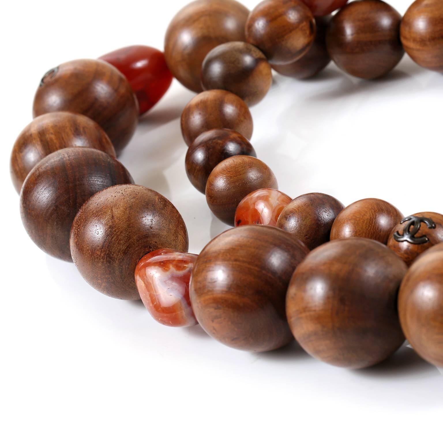 Chanel Wood Bead Long Necklace 3