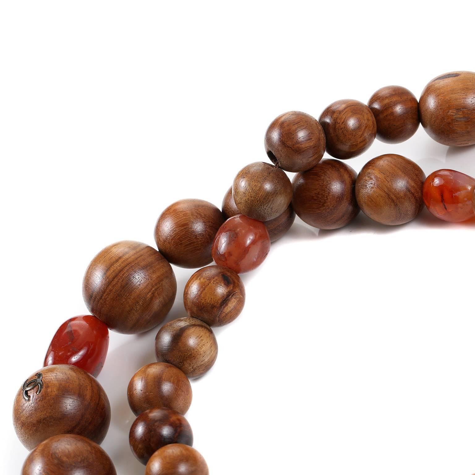 Chanel Wood Bead Long Necklace 4