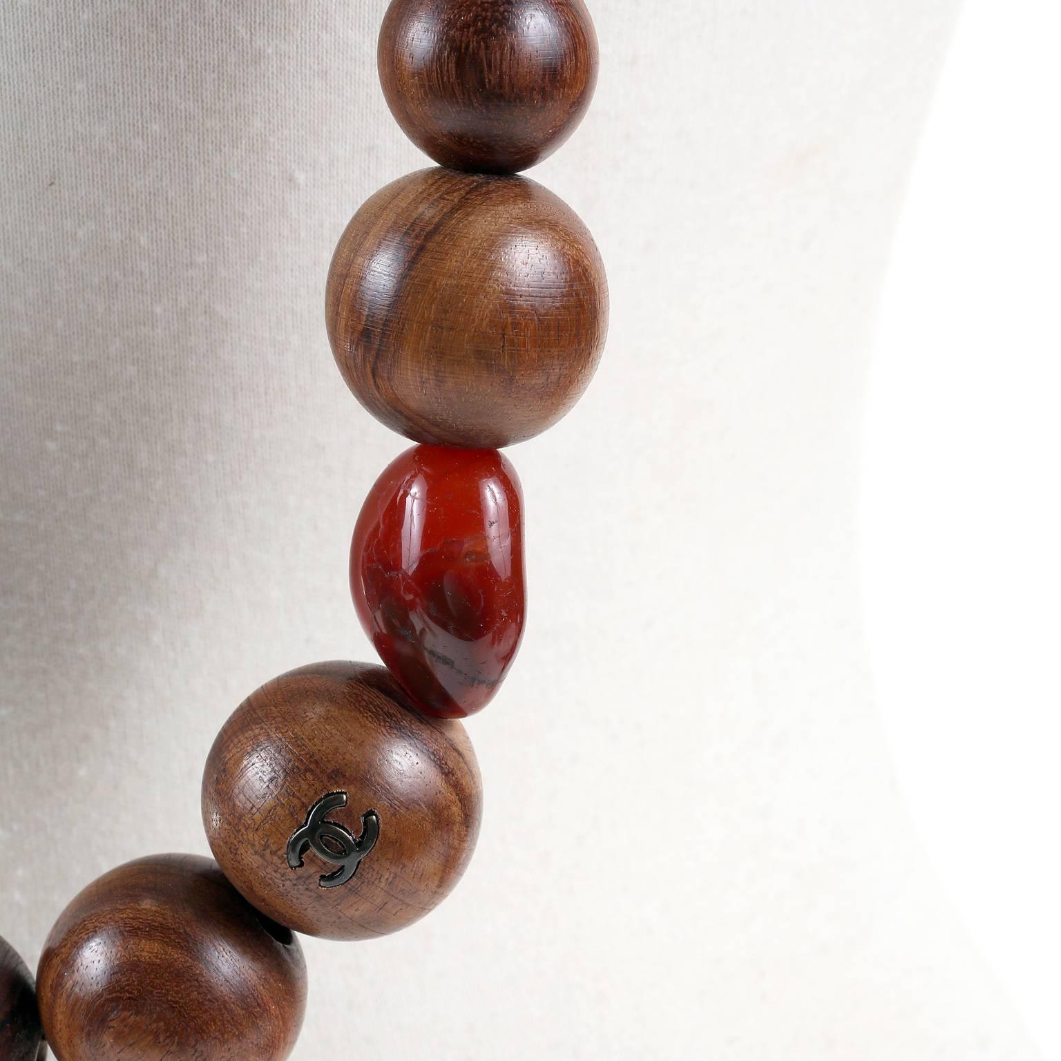 Chanel Wood Bead Long Necklace 5
