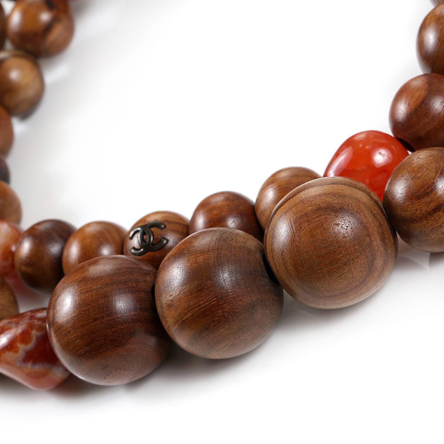 Chanel Wood Bead Long Necklace 6