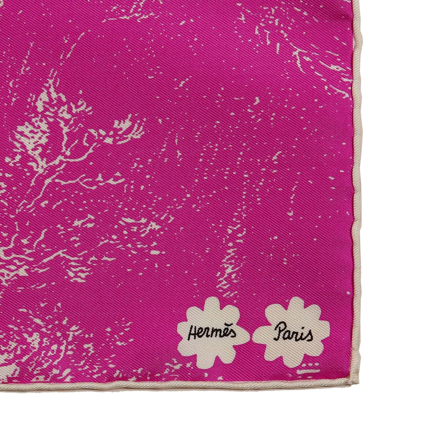 Pink Hermes Fuchsia Amis Pour La Vie Pochette Scarf For Sale
