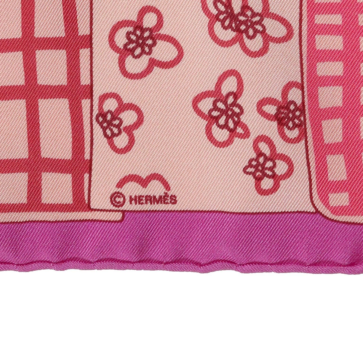 Hermes Pink Avez Vous Bien Dormi Silk Pochette Scarf For Sale 1