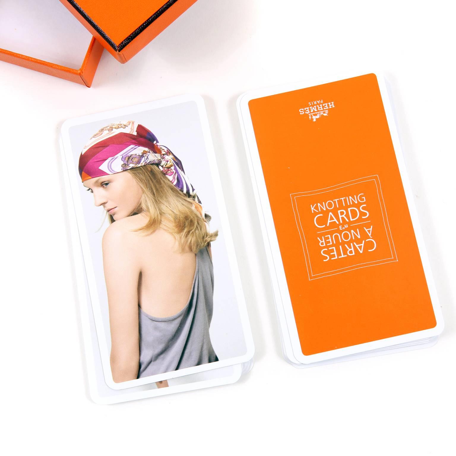 Orange Hermes Scarf Knotting Cards 4 For Sale