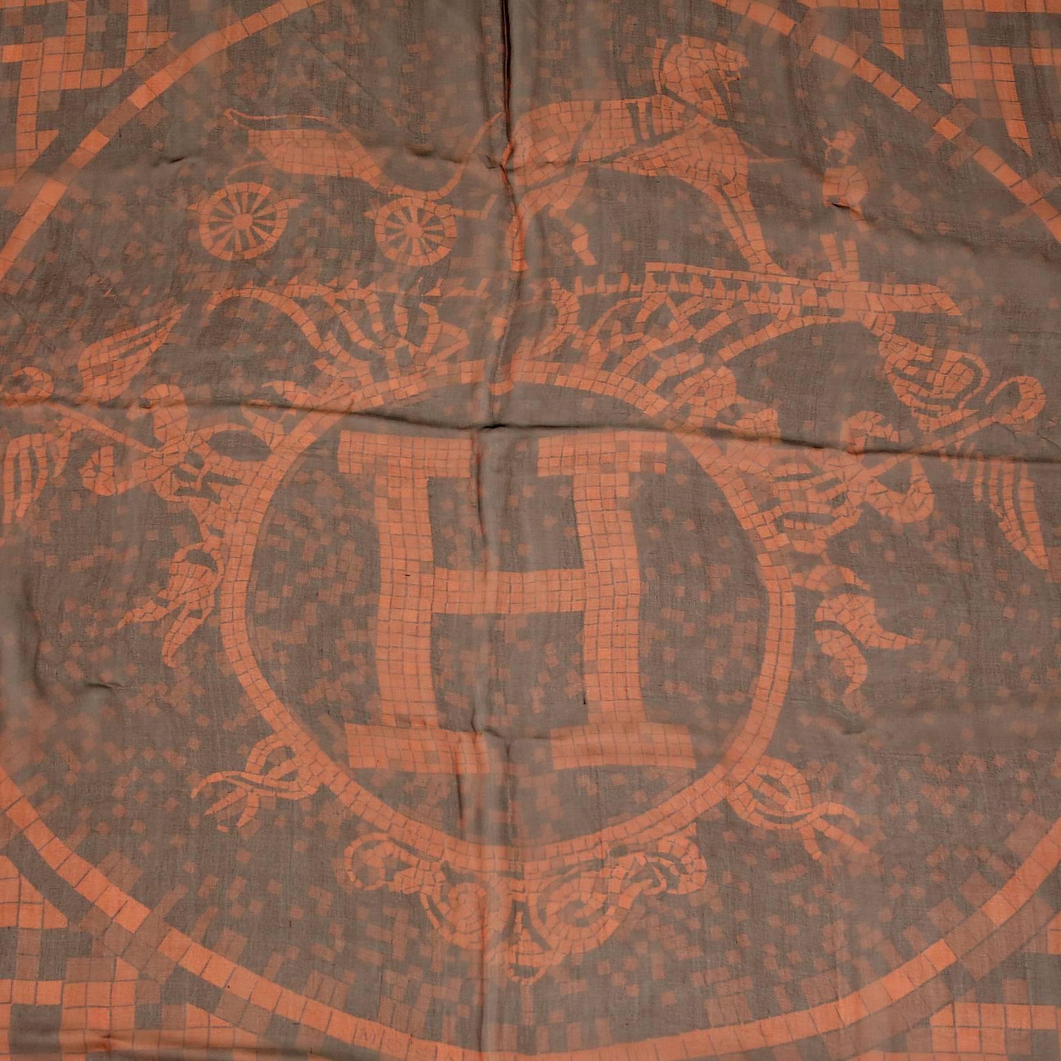 Hermes Mosaique au 24 Mousseline GM Shawl In New Condition For Sale In Malibu, CA