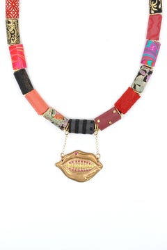 Paper Bead and Lip Necklace
