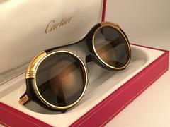 New Cartier Diabolo Gold & Black 53mm 24k Gold Sunglasses France