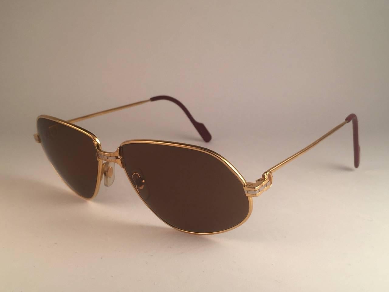 Cartier Panthere 59mm Medium Sunglasses France 18k Gold Heavy Plated 1