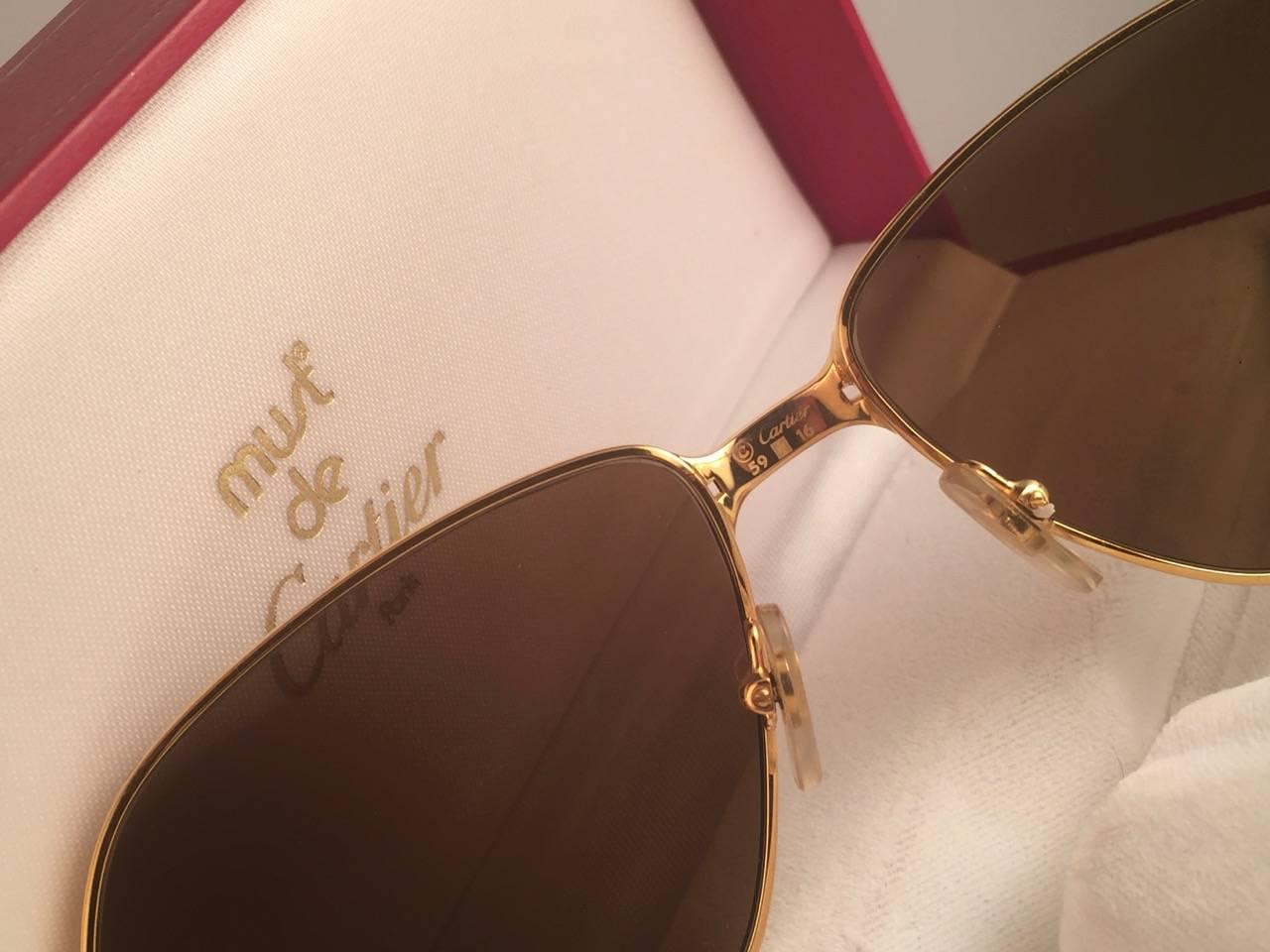 Cartier Panthere 59mm Medium Sunglasses France 18k Gold Heavy Plated In New Condition In Baleares, Baleares