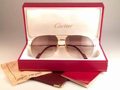 New Cartier Tank Orsay Half Frame 58mm 18K Gold Plated Sunglasses France