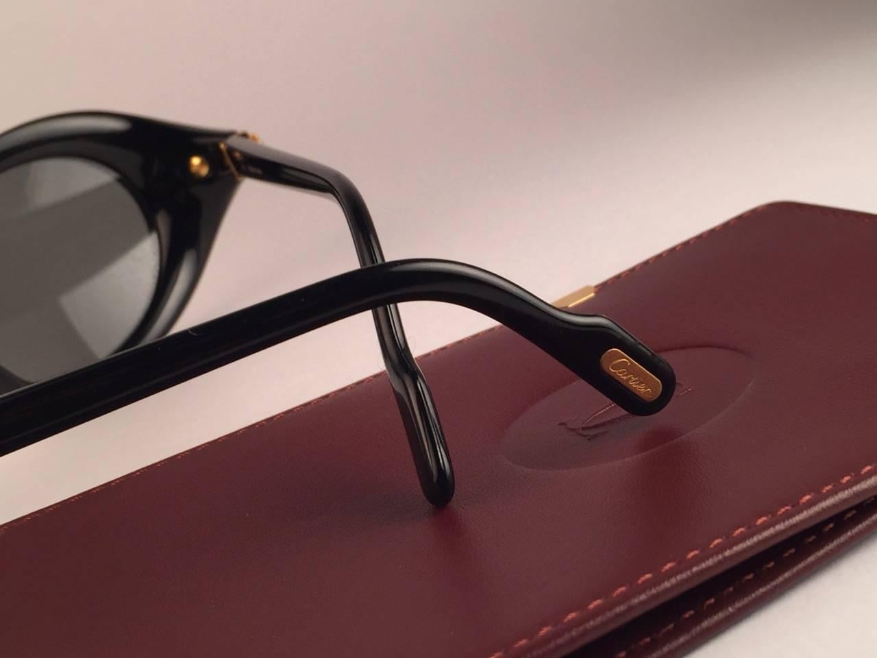 Cartier Frisson Black Medium Sunglasses 18k Gold France 1991 4