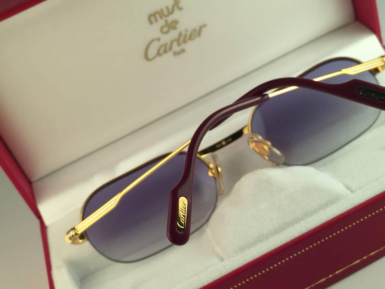 New Cartier Ascot Vendome Gold 53mm Half Frame Sunglasses Elton John France 1