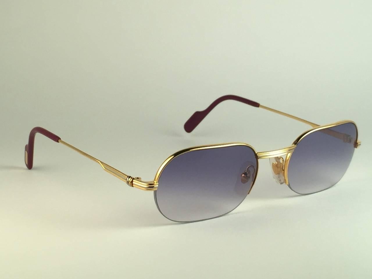 Gray New Cartier Ascot Vendome Gold 53mm Half Frame Sunglasses Elton John France