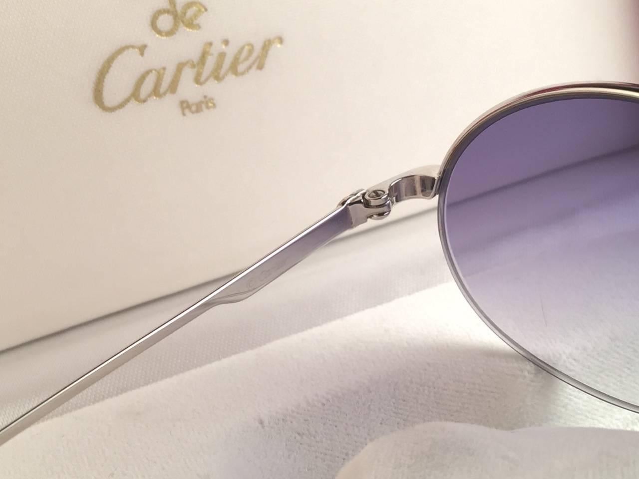 New Cartier Oval Platine Manhattan 51mm Frame18k Plated Sunglasses France 2