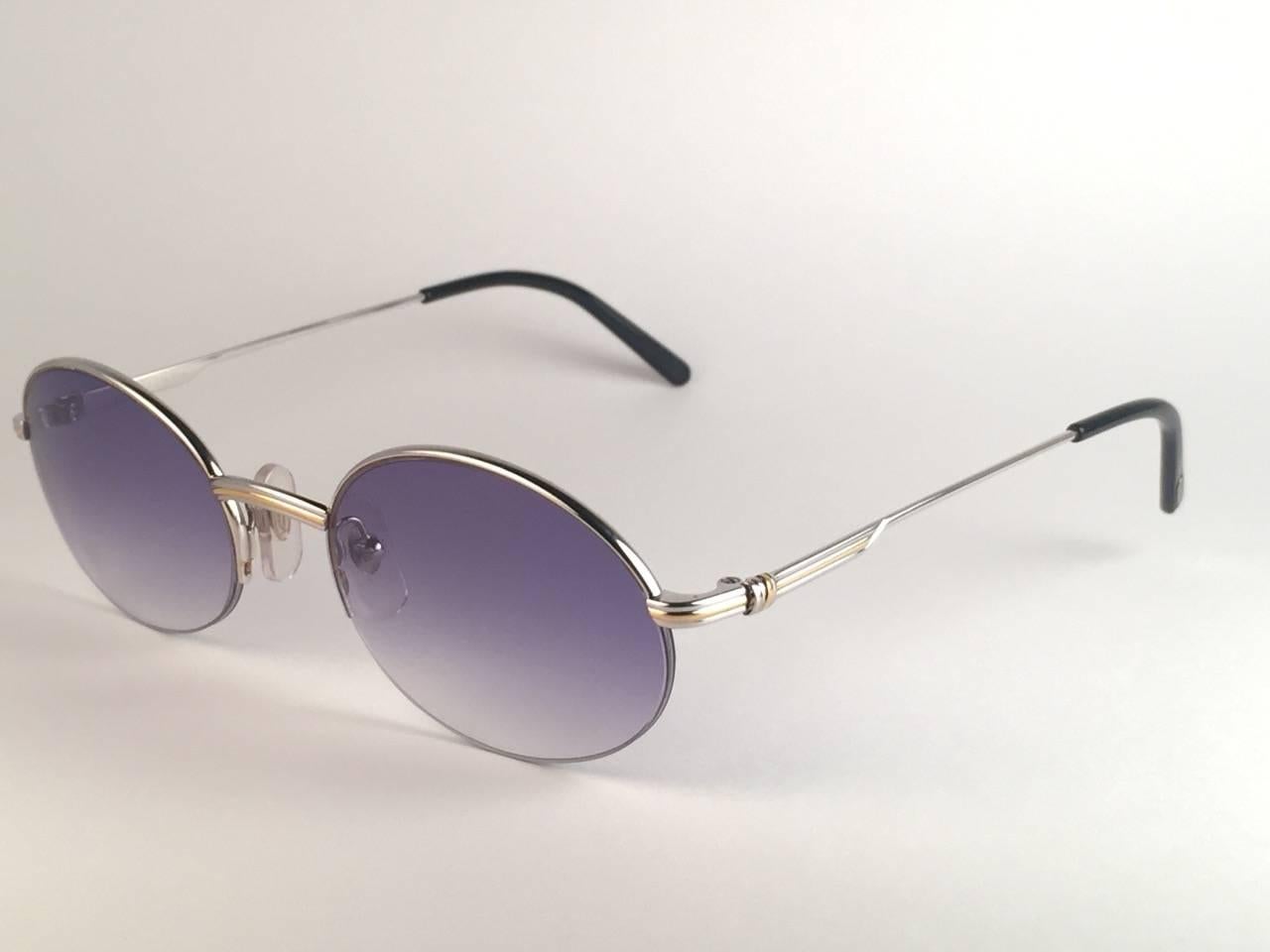 New Cartier Oval Platine Manhattan 51mm Frame18k Plated Sunglasses France 1