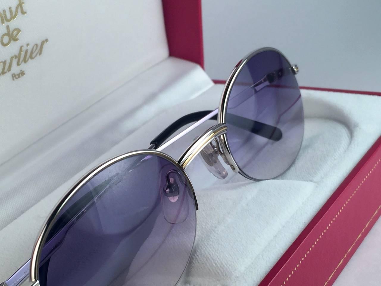 Gray New Cartier Oval Platine Manhattan 51mm Frame18k Plated Sunglasses France