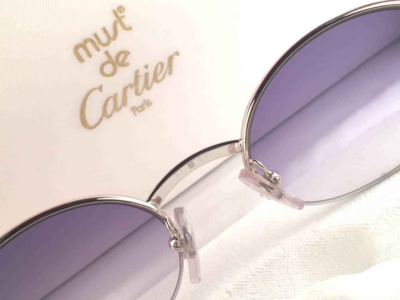 New Cartier Oval Platine Manhattan 51mm Frame18k Plated Sunglasses France In New Condition In Baleares, Baleares