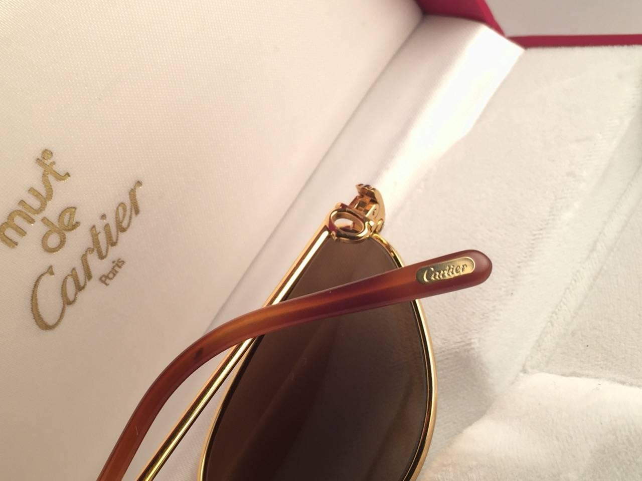 New Cartier Rivoli Vendome 54mm Cat Eye Sunglasses 18k Heavy Plated France 4