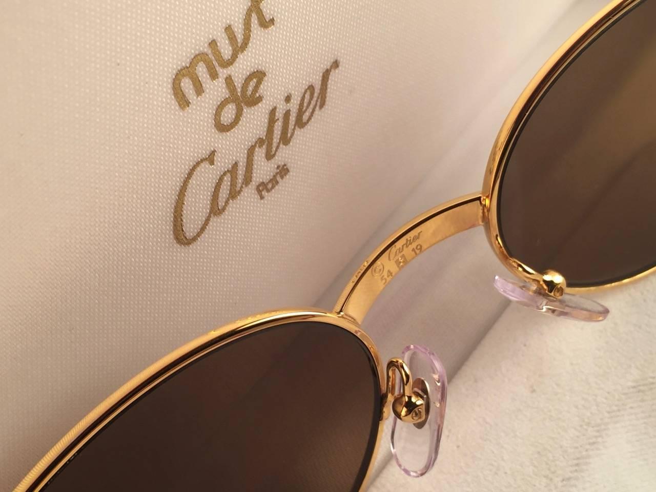 New Cartier Rivoli Vendome 54mm Cat Eye Sunglasses 18k Heavy Plated France 3